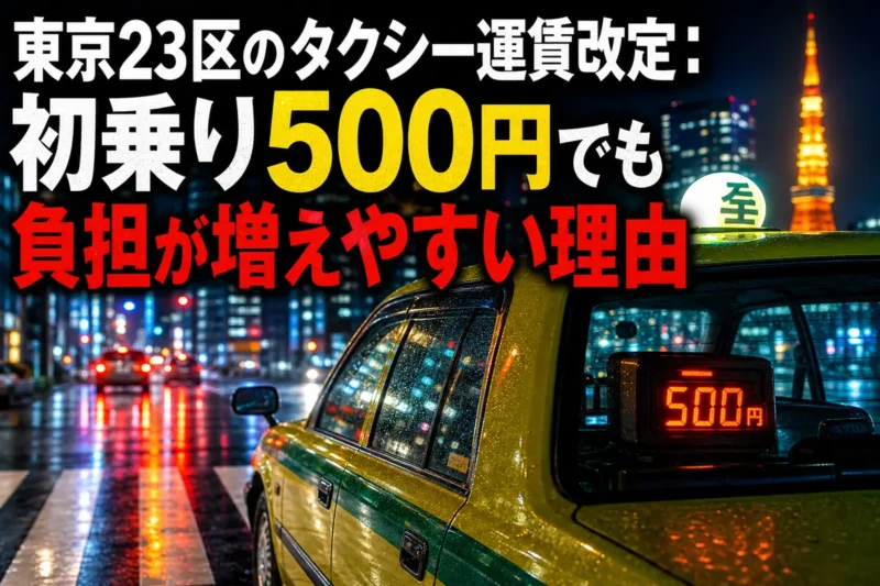 東京23区のタクシー運賃改定：初乗り500円でも負担が増えやすい理由