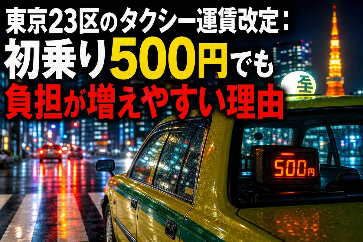 東京23区のタクシー運賃改定：初乗り500円でも負担が増えやすい理由