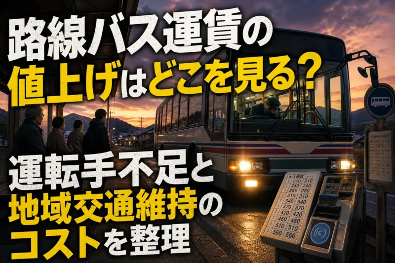 路線バス運賃の値上げはどこを見る？運転手不足と地域交通維持のコストを整理