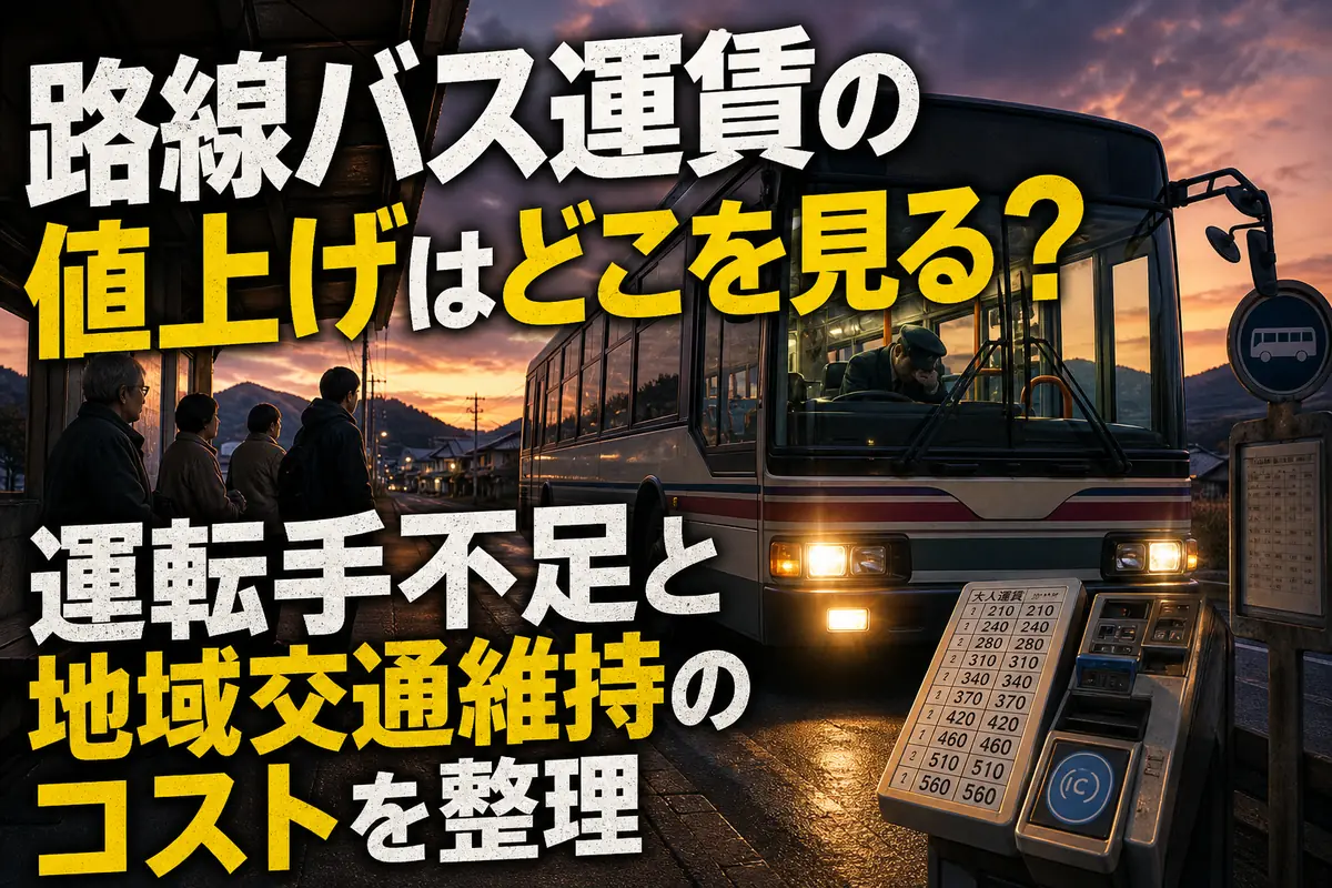 路線バス運賃の値上げはどこを見る？運転手不足と地域交通維持のコストを整理