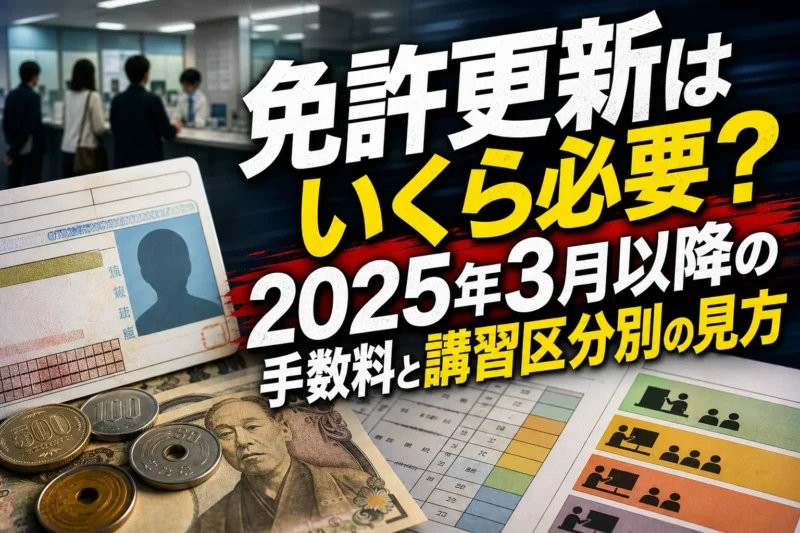 免許更新はいくら必要？2025年3月以降の手数料と講習区分別の見方
