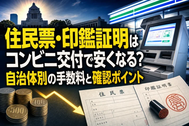 住民票・印鑑証明はコンビニ交付で安くなる？自治体別の手数料と確認ポイント