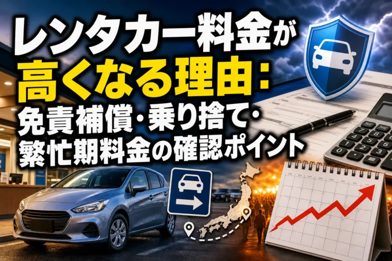 レンタカー料金が高くなる理由：免責補償・乗り捨て・繁忙期料金の確認ポイント