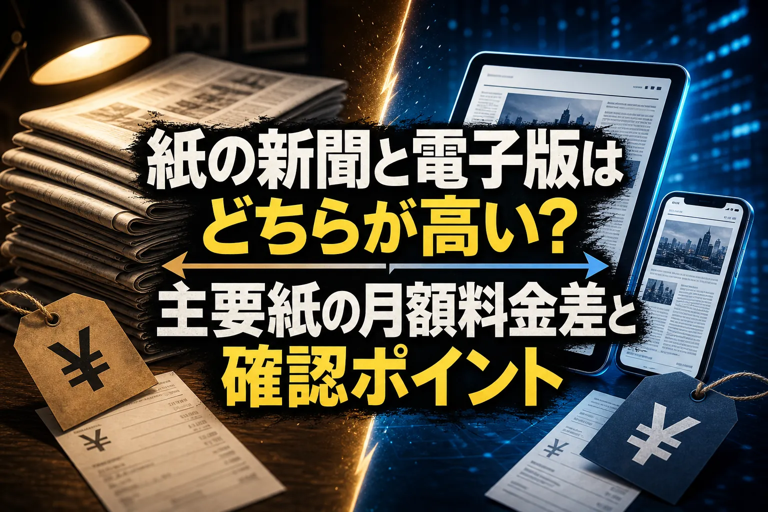 紙の新聞と電子版はどちらが高い?主要紙の月額料金差と確認ポイント