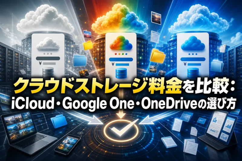 クラウドストレージ料金を比較：iCloud・Google One・OneDriveの選び方