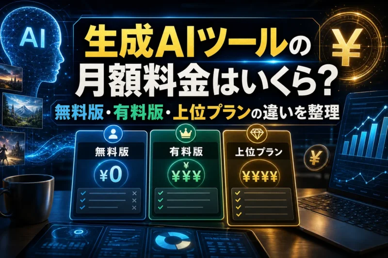 生成AIツールの月額料金はいくら？無料版・有料版・上位プランの違いを整理