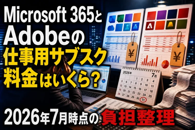 Microsoft 365とAdobeの仕事用サブスク料金はいくら？2026年7月時点の負担整理