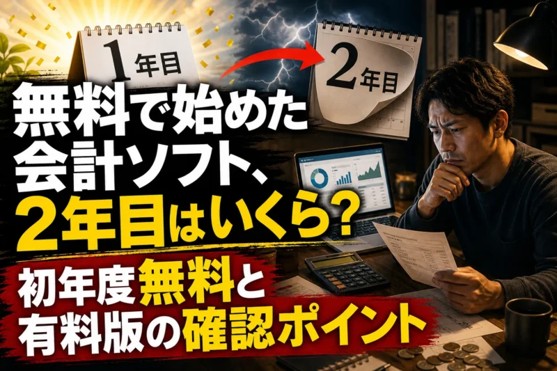 無料で始めた会計ソフト、2年目はいくら？初年度無料と有料版の確認ポイント