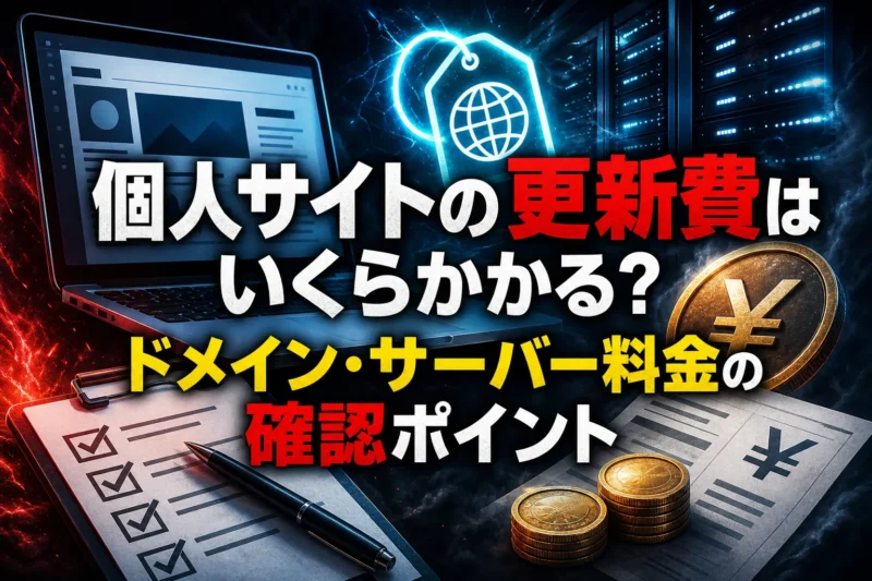 個人サイトの更新費はいくらかかる？ドメイン・サーバー料金の確認ポイント
