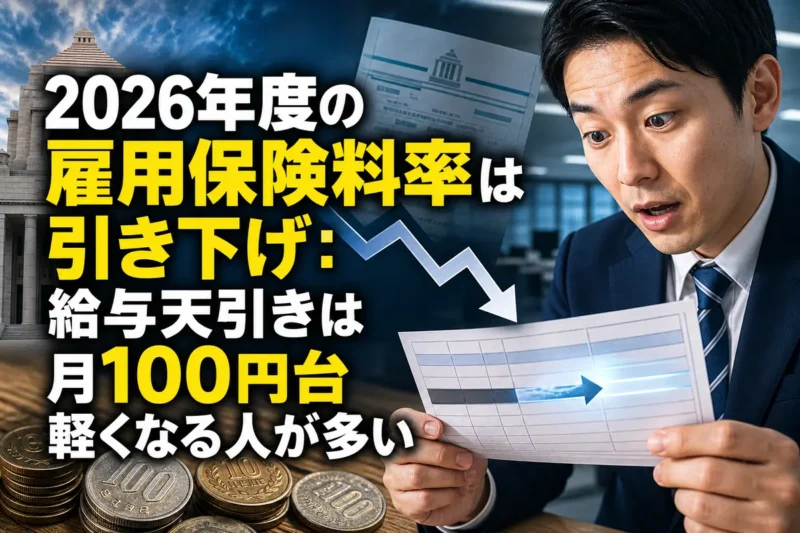 2026年度の雇用保険料率は引き下げ：給与天引きは月100円台軽くなる人が多い