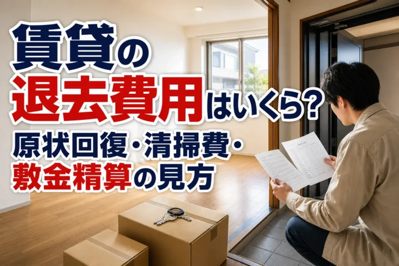 空室になった賃貸住宅で退去費用の明細と契約書を確認する様子。